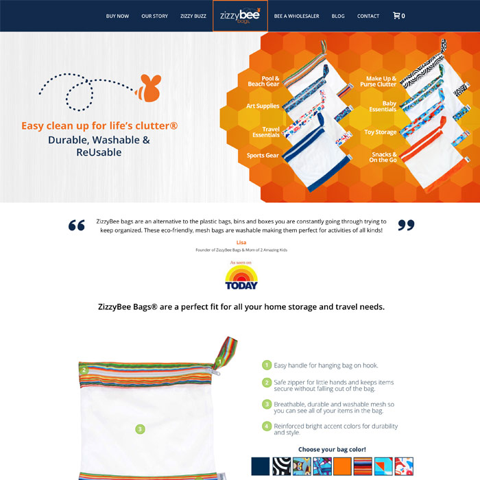 Zizzy Bee Bags website