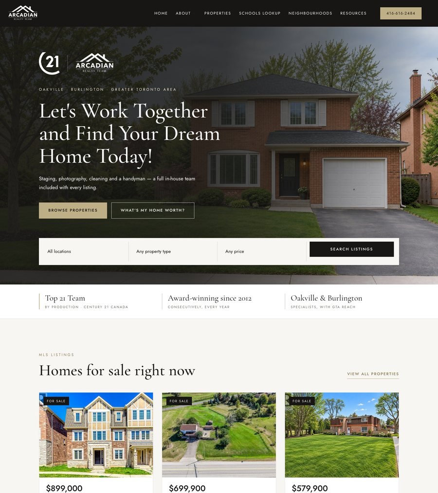 Arcadian Realty Team: the new website