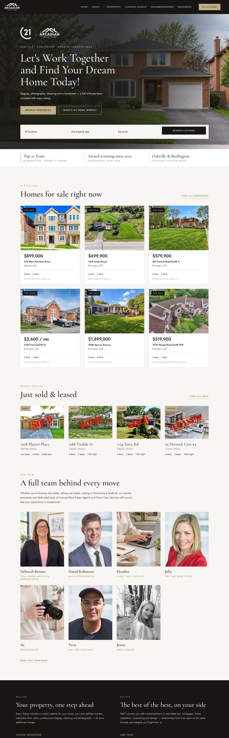 Arcadian Realty Team website