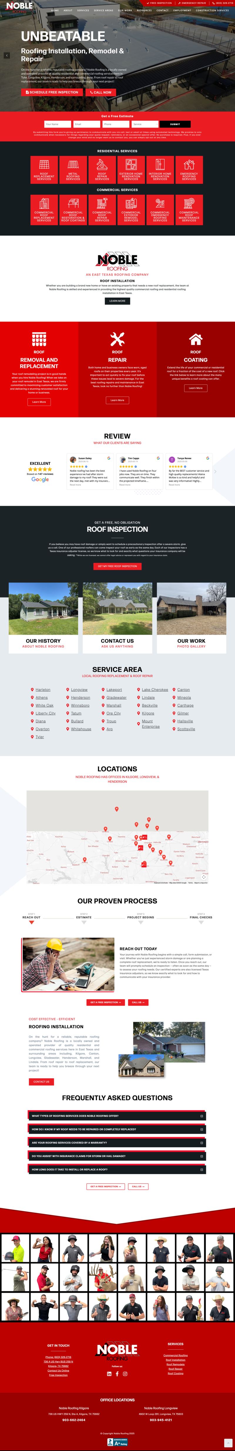 East Texas Roofing website