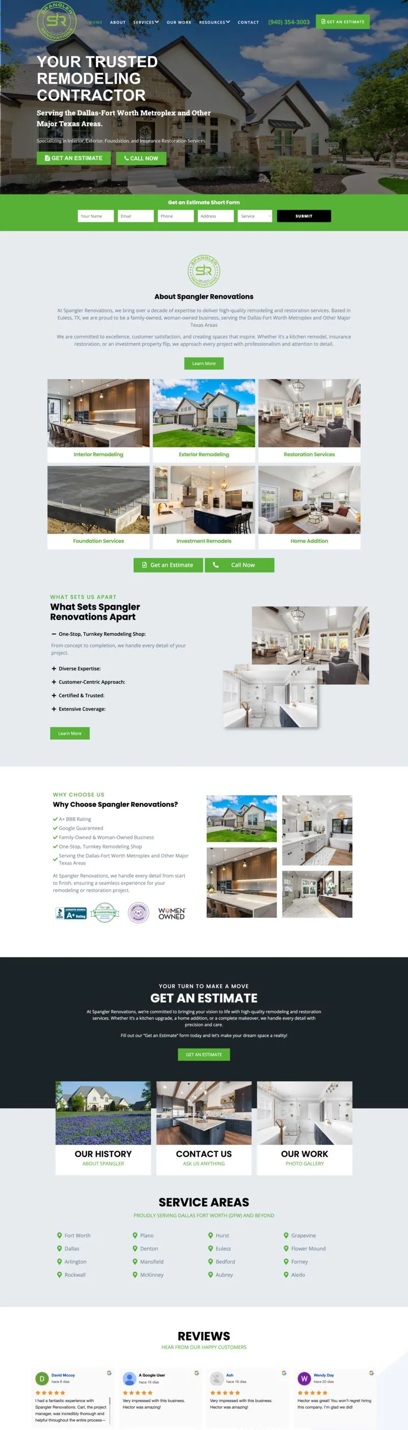 Spangler Renovations website