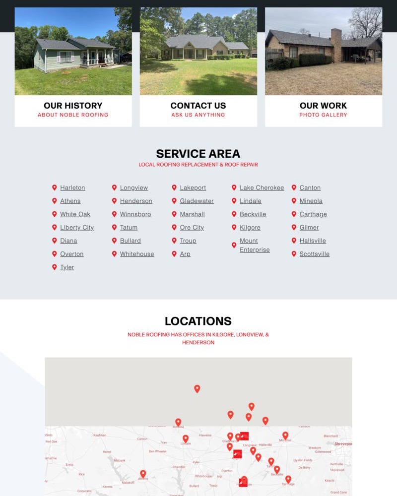 East Texas Roofing website