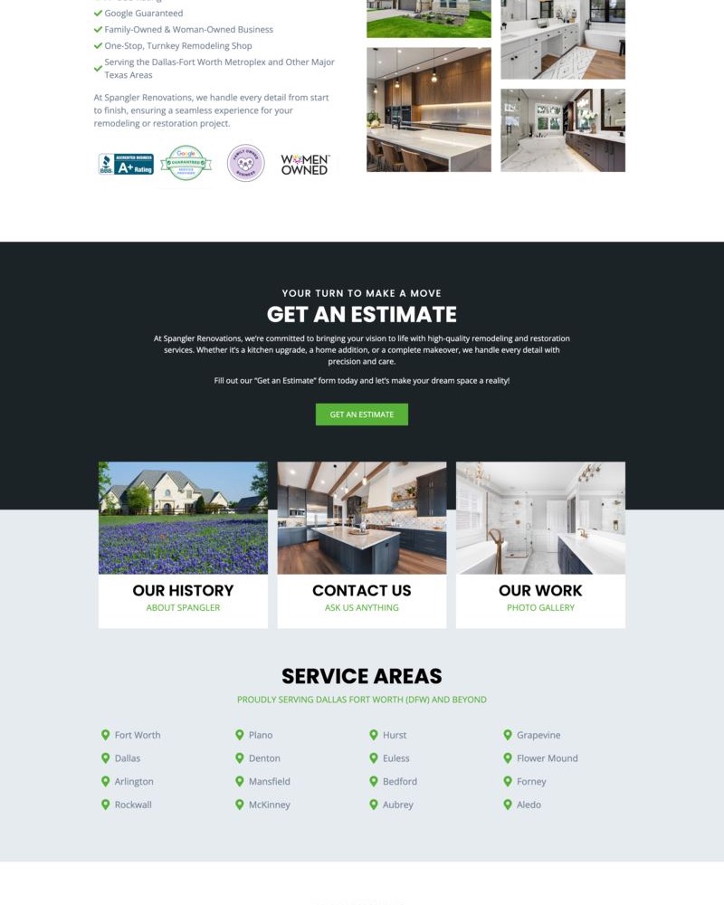 Spangler Renovations website